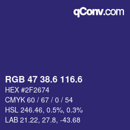 カラーコード: RGB 47 38.6 116.6 | qconv.com