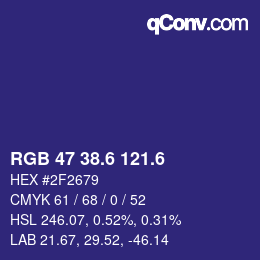 カラーコード: RGB 47 38.6 121.6 | qconv.com