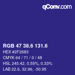 カラーコード: RGB 47 38.6 131.6 | qconv.com