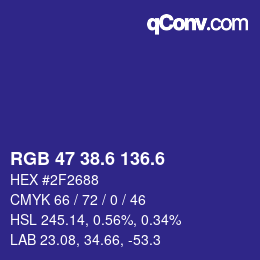 カラーコード: RGB 47 38.6 136.6 | qconv.com