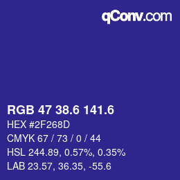 カラーコード: RGB 47 38.6 141.6 | qconv.com