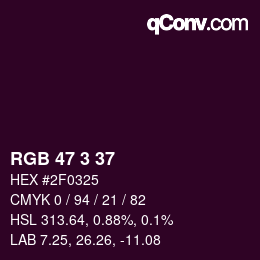 Color code: RGB 47 3 37 | qconv.com