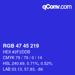 Color code: RGB 47 45 219 | qconv.com