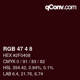 颜色代码: RGB 47 4 8 | qconv.com