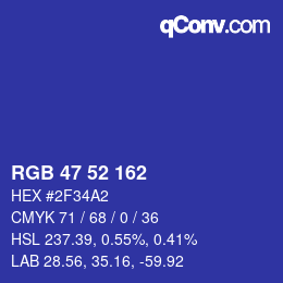 Color code: RGB 47 52 162 | qconv.com