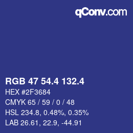 カラーコード: RGB 47 54.4 132.4 | qconv.com