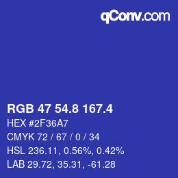 カラーコード: RGB 47 54.8 167.4 | qconv.com