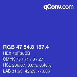 カラーコード: RGB 47 54.8 187.4 | qconv.com