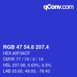 カラーコード: RGB 47 54.8 207.4 | qconv.com