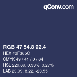 カラーコード: RGB 47 54.8 92.4 | qconv.com