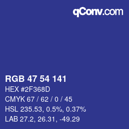 Color code: RGB 47 54 141 | qconv.com