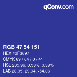 Color code: RGB 47 54 151 | qconv.com