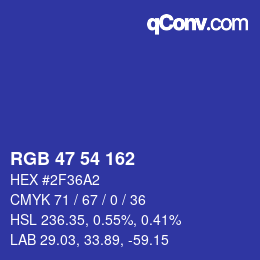 カラーコード: RGB 47 54 162 | qconv.com
