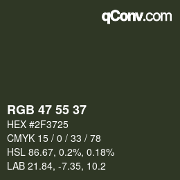 Color code: RGB 47 55 37 | qconv.com