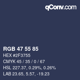 Color code: RGB 47 55 85 | qconv.com