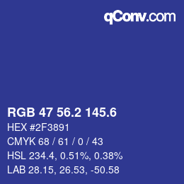 カラーコード: RGB 47 56.2 145.6 | qconv.com