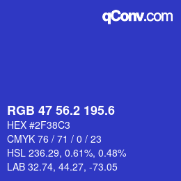カラーコード: RGB 47 56.2 195.6 | qconv.com