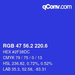 カラーコード: RGB 47 56.2 220.6 | qconv.com