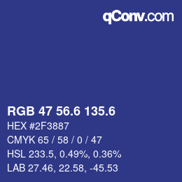 カラーコード: RGB 47 56.6 135.6 | qconv.com