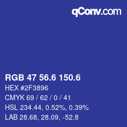 カラーコード: RGB 47 56.6 150.6 | qconv.com