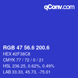 カラーコード: RGB 47 56.6 200.6 | qconv.com