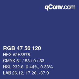 Color code: RGB 47 56 120 | qconv.com
