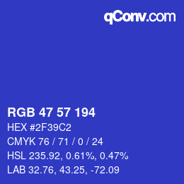 カラーコード: RGB 47 57 194 | qconv.com