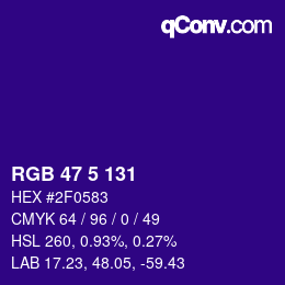 Color code: RGB 47 5 131 | qconv.com