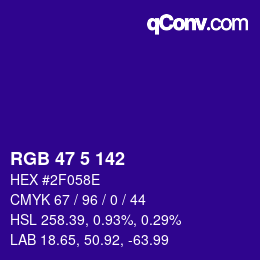 Color code: RGB 47 5 142 | qconv.com