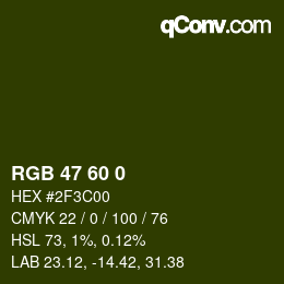 颜色代码: RGB 47 60 0 | qconv.com
