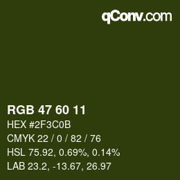 Color code: RGB 47 60 11 | qconv.com