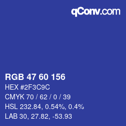 Color code: RGB 47 60 156 | qconv.com