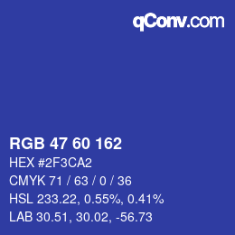 Color code: RGB 47 60 162 | qconv.com