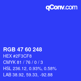 Color code: RGB 47 60 248 | qconv.com