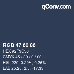 Código de color: RGB 47 60 86 | qconv.com