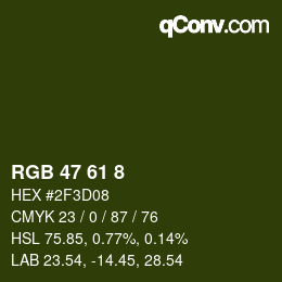Color code: RGB 47 61 8 | qconv.com