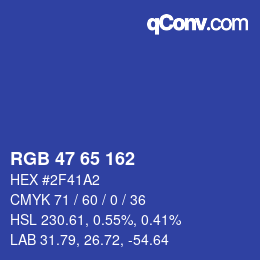Color code: RGB 47 65 162 | qconv.com