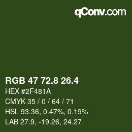 カラーコード: RGB 47 72.8 26.4 | qconv.com