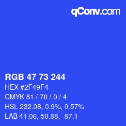 Color code: RGB 47 73 244 | qconv.com