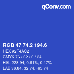 カラーコード: RGB 47 74.2 194.6 | qconv.com