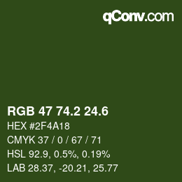 カラーコード: RGB 47 74.2 24.6 | qconv.com