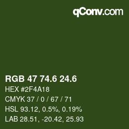 カラーコード: RGB 47 74.6 24.6 | qconv.com