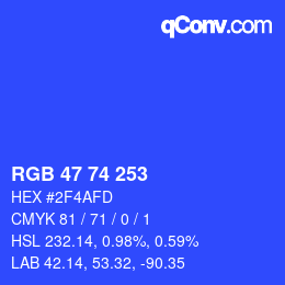 Color code: RGB 47 74 253 | qconv.com