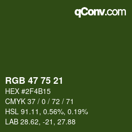 Color code: RGB 47 75 21 | qconv.com
