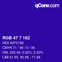 Color code: RGB 47 7 162 | qconv.com