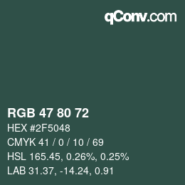 Color code: RGB 47 80 72 | qconv.com