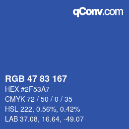 颜色代码: RGBA 47 83 167 1 | qconv.com
