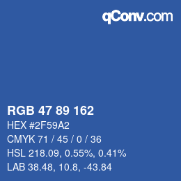 Color code: RGB 47 89 162 | qconv.com