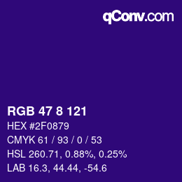 Color code: RGB 47 8 121 | qconv.com