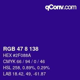 Color code: RGB 47 8 138 | qconv.com